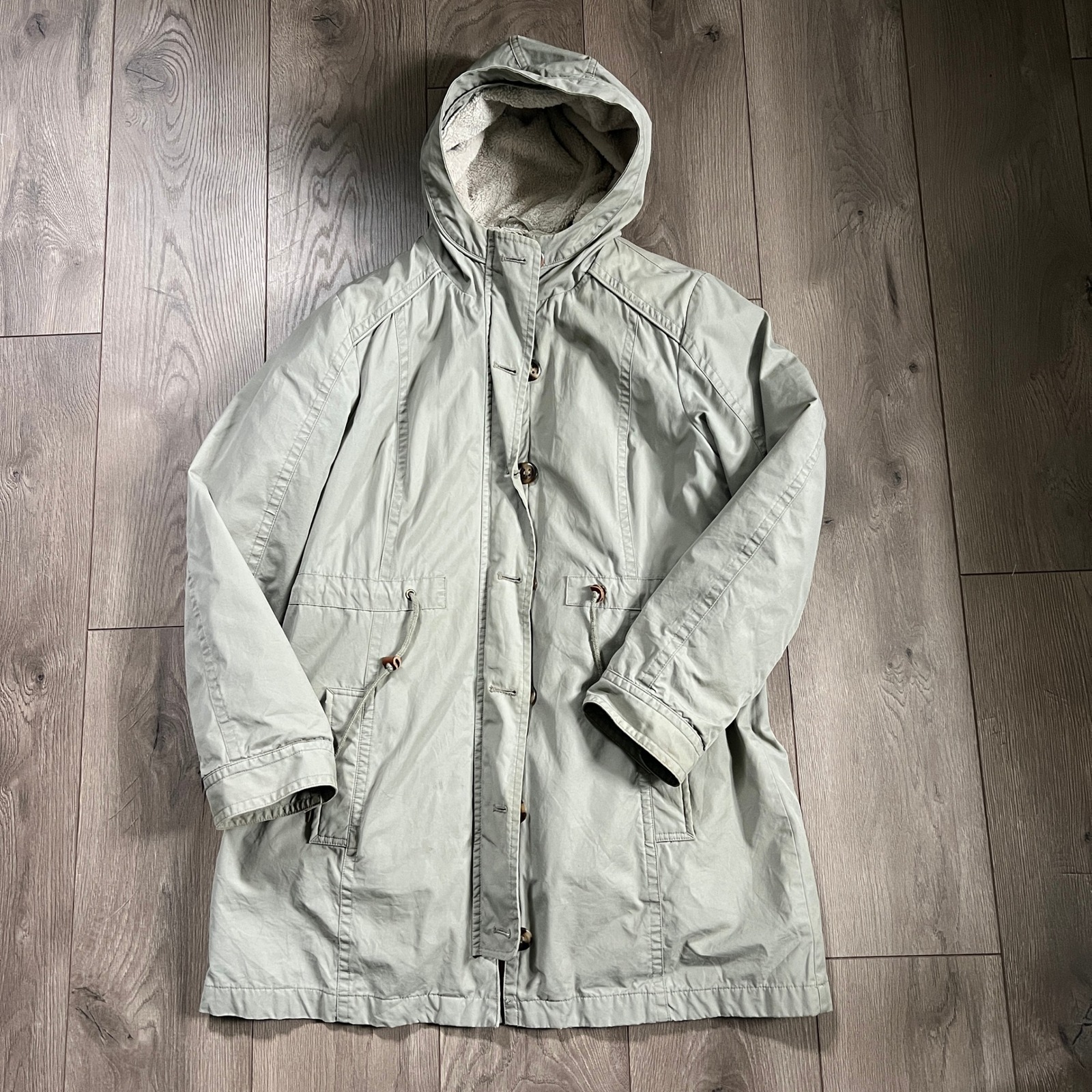Ll Bean Removable FleeceLined Explorer Parka Jacket Khaki Tan Womens Large